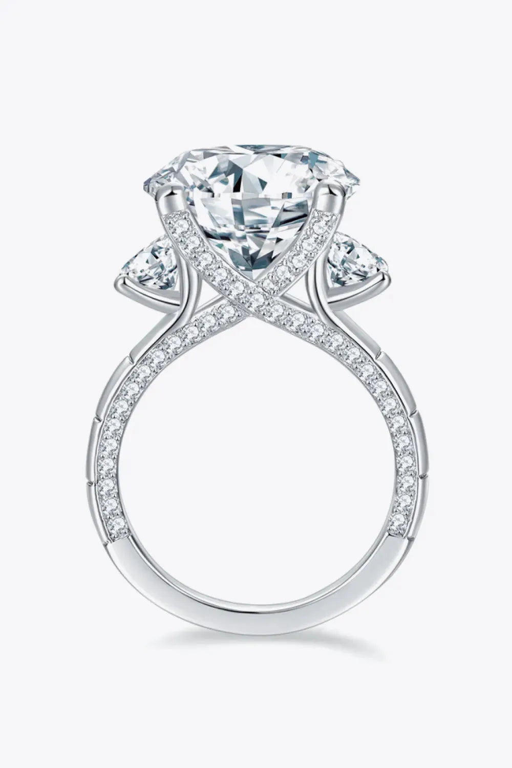 8.6 Carat Moissanite Platinum-Plated Ring Silver Moissanite - Tophatter Daily Deals